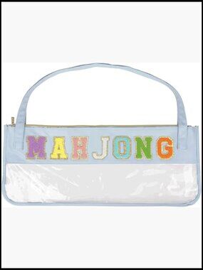Mahjong Tile Bag with Adjustable Shoulder Strap, PVC Clear Storage Case for